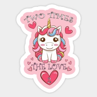 Kids Birthday Cute Unicorn 2 Year Old Birthday Sticker